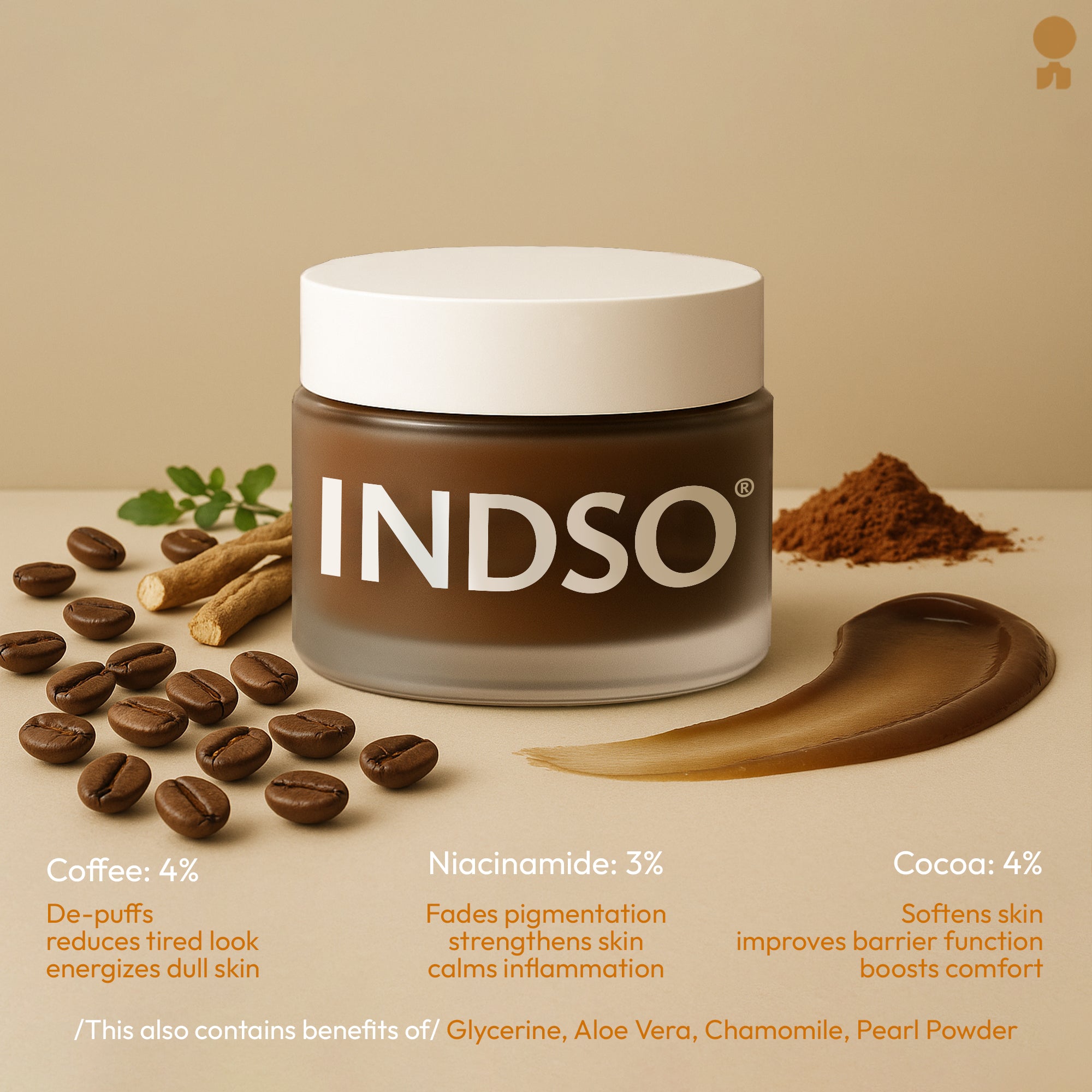 Coffee & Cocoa Gel with Niacinamide & Chamomile Extract